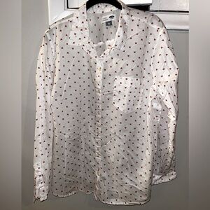 Old Navy Novelty Fox Print Striped Button Down Shirt Size XXL